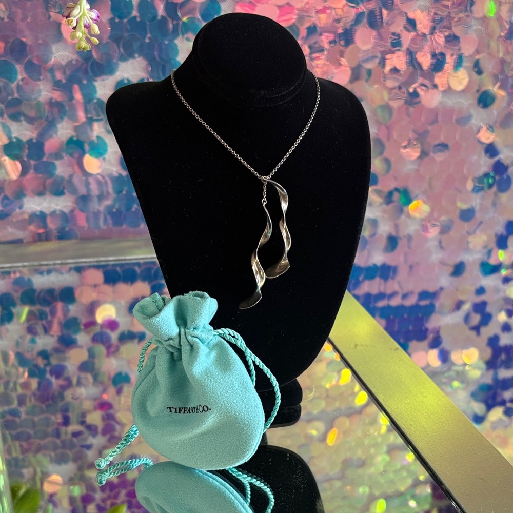 Tiffany & Co. Silver Double Orchid Frank Gehry 16 inch necklace